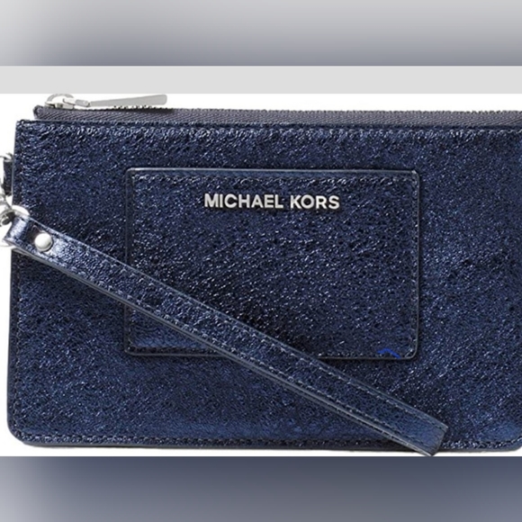 Michael Kors Blue Glitter Leather Wristlet/Wallet NWT - Picture 2 of 7